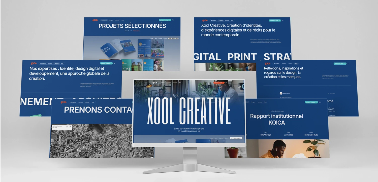 Xool Creative - page d'accueil, hero et navigation