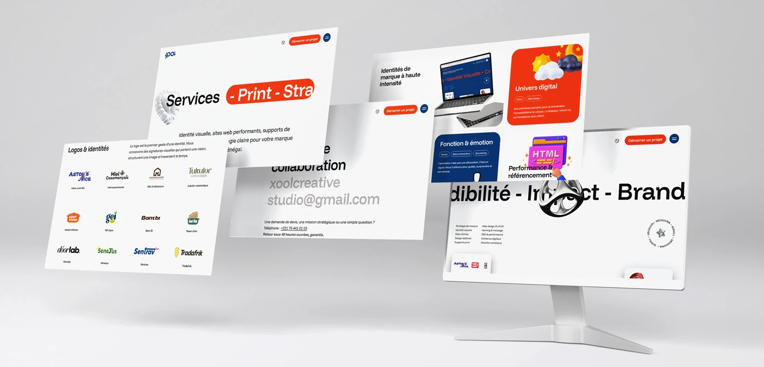 Xool Creative - page projets et détail de section